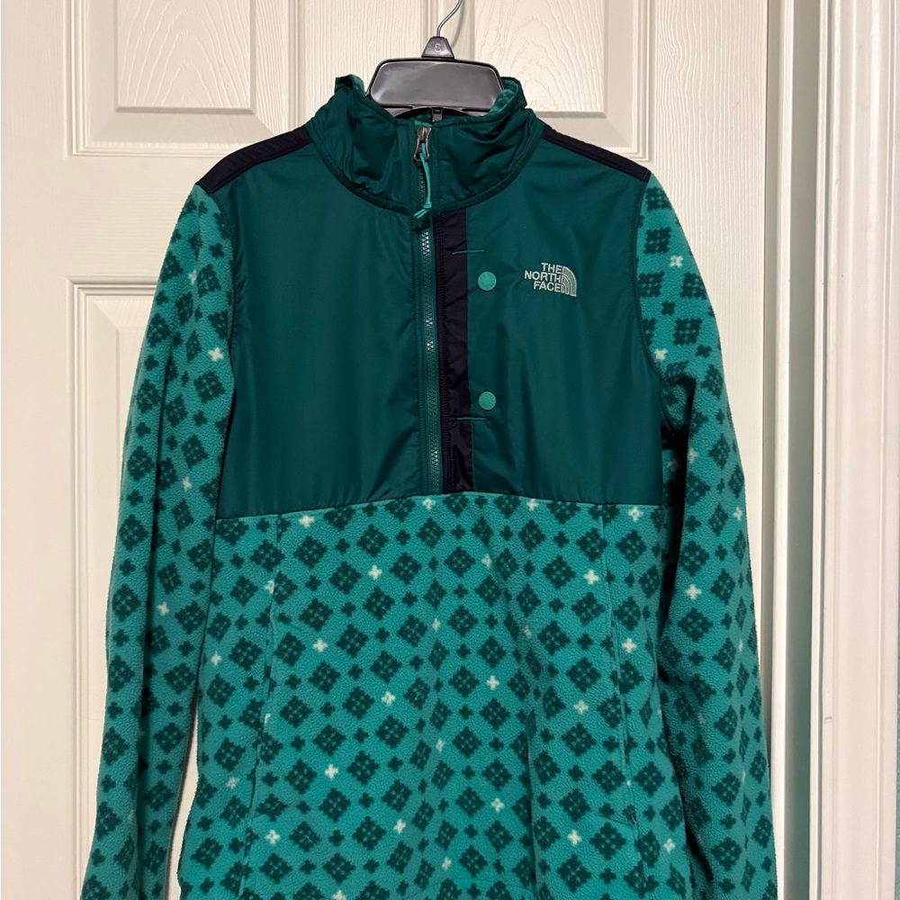 North Face Teal and Black Fleece Jacket